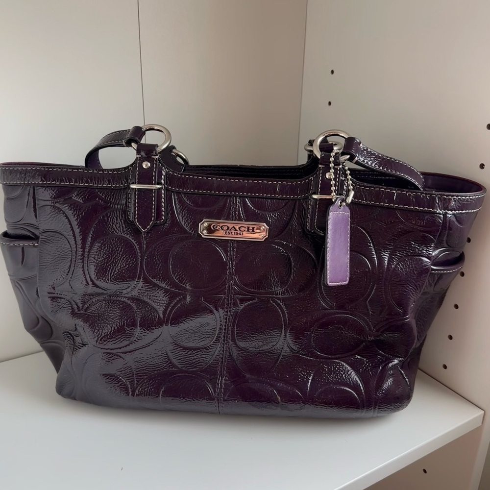 Coach Deep Purple Embossed Tote